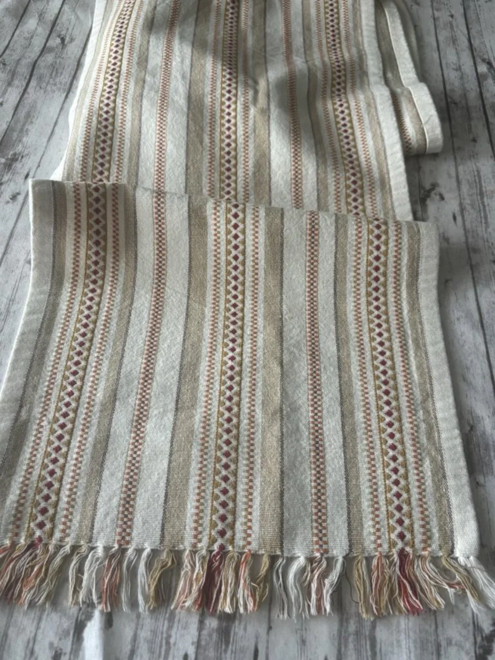 Pier 1 Imports Textured Woven Striped Fringe Table Runner 67
